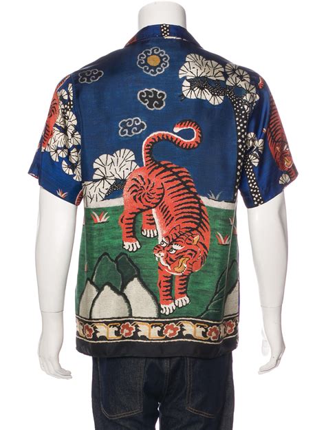 gucci button up mens shirt|Gucci tiger button up.